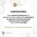 Convocatoria y lineamientos para el proceso de designación de la persona titular de la Dirección del Departamento de Ciencias de la Salud periodo 2026-2030